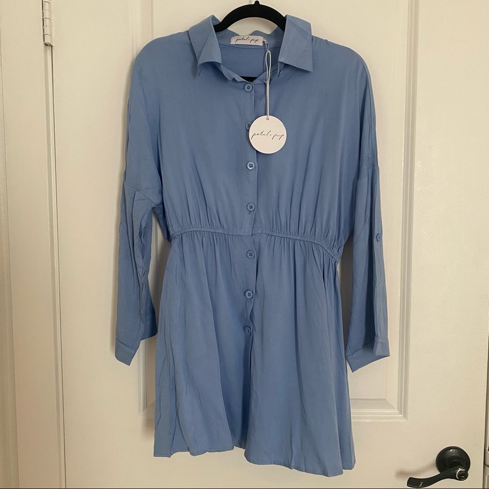 Petal & Pup Blue Button Shirt Dress